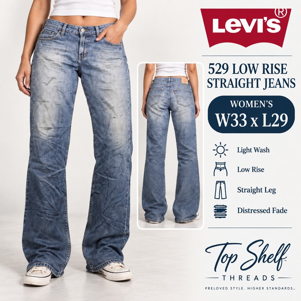 Y2K VTG 2002 Levi's 529 Jeans Men W33 L30 Blue Low Rise Straight Baggy Fit Denim